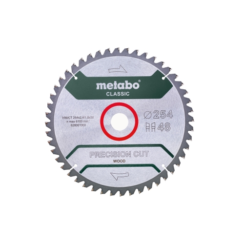 Metabo Kreissägeblatt Precision Cut Wood Classic 254/30/48Z WZ -5° (für Kapp- und Gehrungssägen)